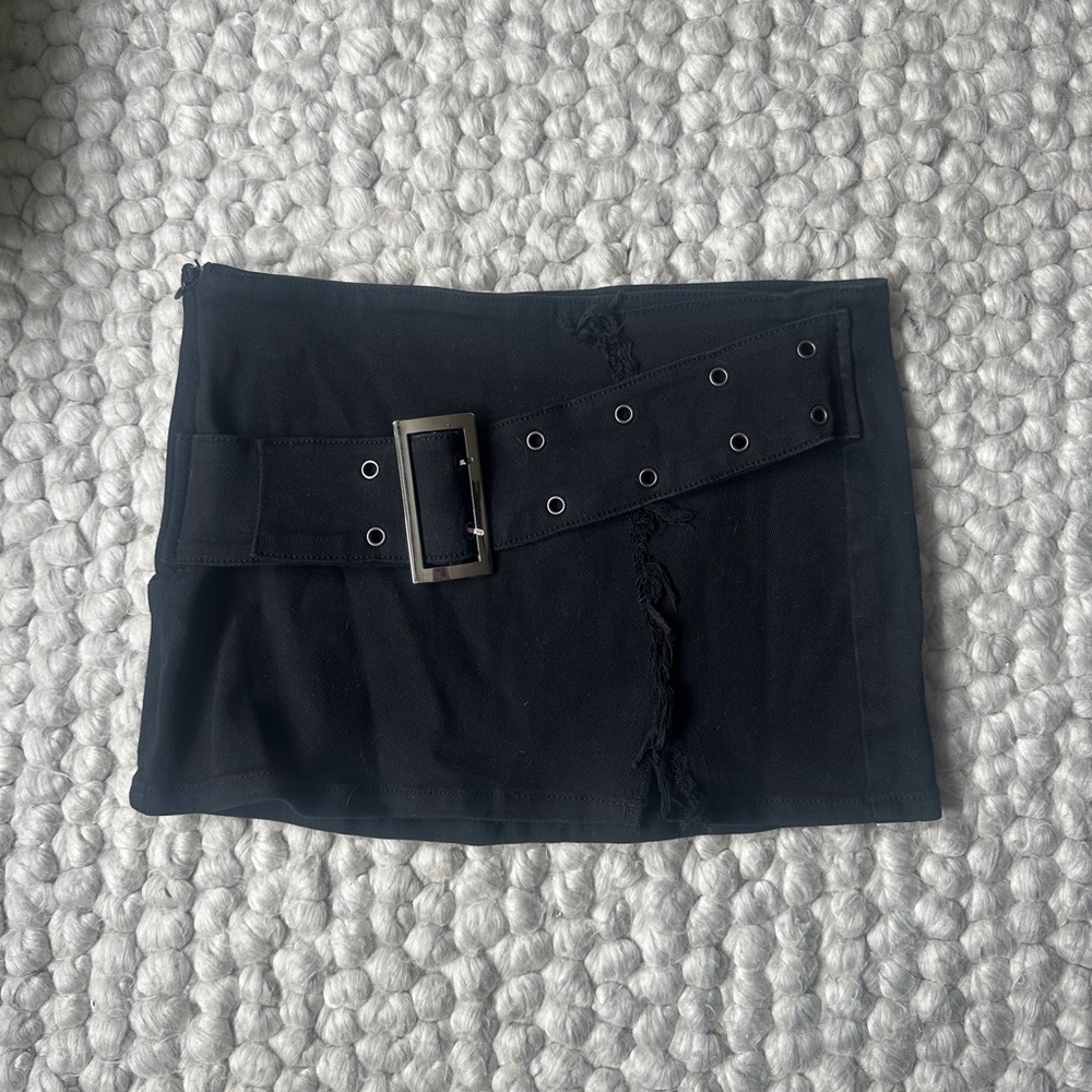 Superdown Black Mini Skirt with Belt